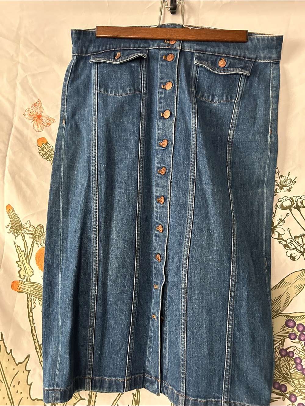 Madewell Blue Denim Button-Front Pencil Skirt